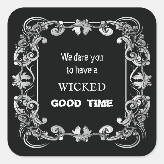  rand zwarte halloween vierkante sticker (Voorkant)