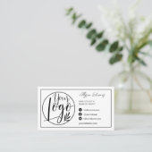 Rand zwarte witte haarmake-up foto logo qcode visitekaartje (Staand voorkant)