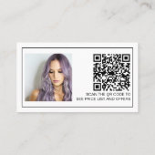 Rand zwarte witte haarmake-up foto logo qcode visitekaartje (Achterkant)