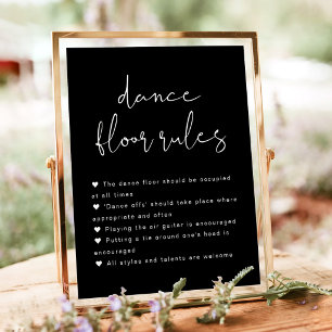 Rande Moderne Zwarte Trouwfeest Dansvloer Regels B Poster