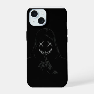 Randgevallen Glowing Neon Gezicht Zwarte HoesjeTel iPhone 15 Hoesje