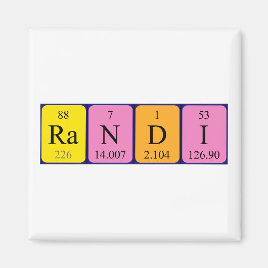 Randi - aimant de nom de table périodique (Devant)