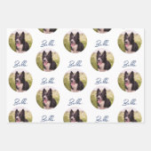 Randnaam Collie Dog Photo Trendy Script Pet Inpakpapier Vel (Voorkant 2)