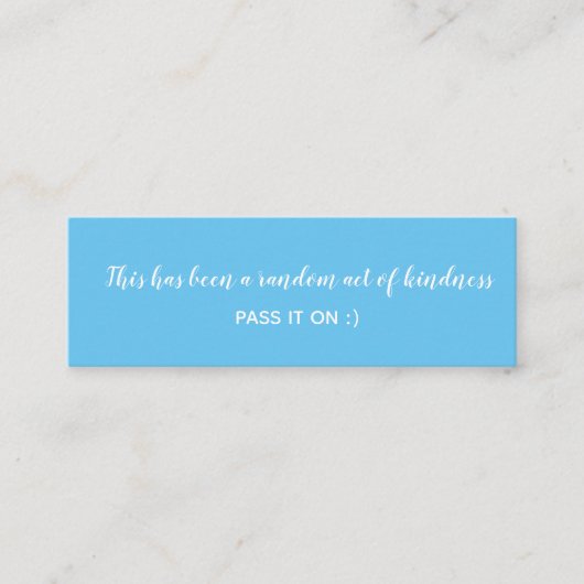 Random Act of Kindness Blue White Minimal Mini Visitekaartje (Voorkant)