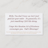 Random Act of Kindness Card Visitekaartje (Achterkant)