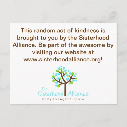 Random Act of Kindness Project Briefkaart (Voorkant)