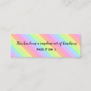 Random Act of Kindness Rainbow Pastel Stripes Mini Visitekaartje