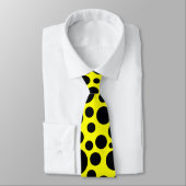 Random Black Polka Dot Pattern op Yellow Stropdas (Gebonden)