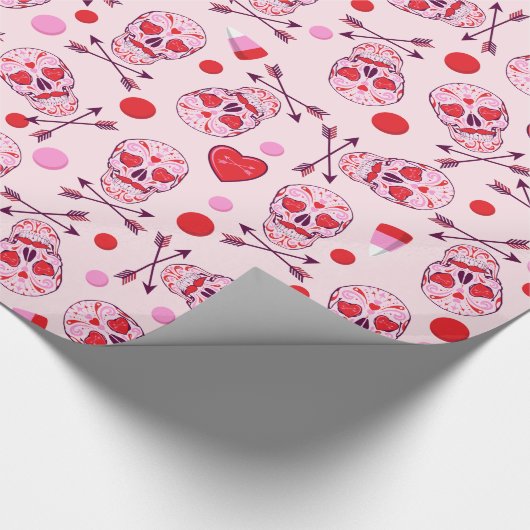 Random Heart Sugar Skulls & Arrows Cadeaupapier (Hoek)