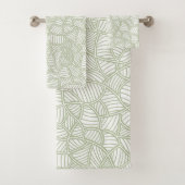 Random Leaf Mosaic Bleek Green Bad Handdoek (Insitu)