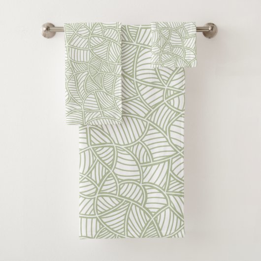 Random Leaf Mosaic Bleek Green Bad Handdoek (Insitu)