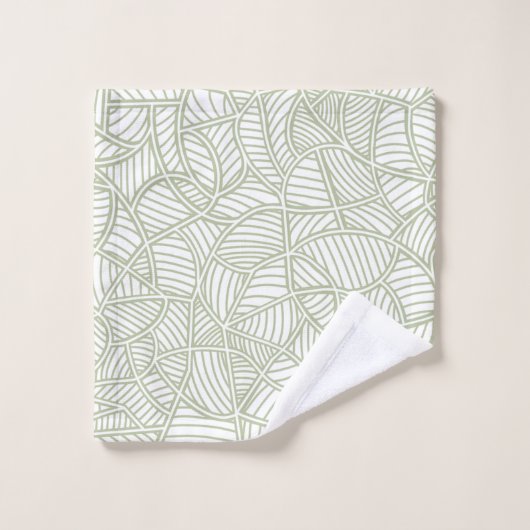 Random Leaf Mosaic Bleek Green Bad Handdoek (Wasdoekje)