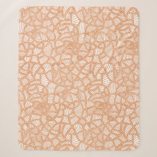 Random Leaf Mosaic Dark Oranje Sherpa Deken