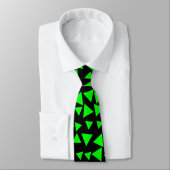 Random Neon Green Triangles op zwart Stropdas (Gebonden)