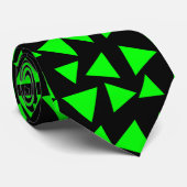 Random Neon Green Triangles op zwart Stropdas (Opgerold)