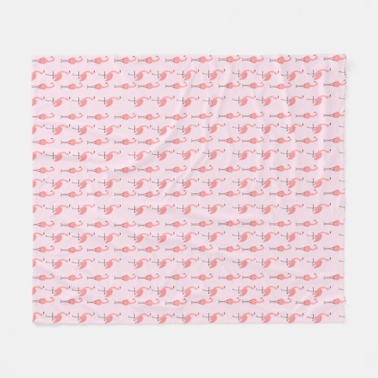 Random Pink Flamingo Bird Patroon Fleece Deken (Voorkant (Horizontaal))