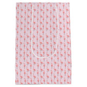 Random Pink Flamingo Bird Patroon Medium Cadeauzakje (Achterkant)