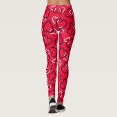 Random Red Outlined Hearts Pattern Leggings (Achterkant)