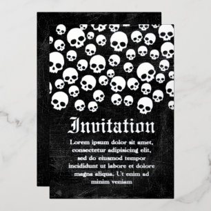 Random Skull Pattern Silver Foil Invitation Kaart