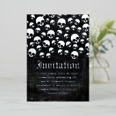 Random Skull Pattern Silver Foil Invitation Kaart (Staand Voorkant)