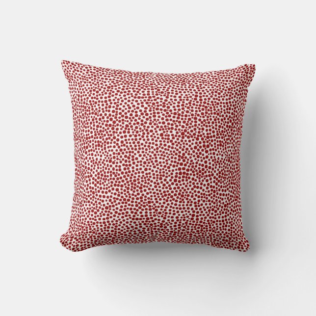 Random Spots - Ruby Red op White Kussen (Voorkant)