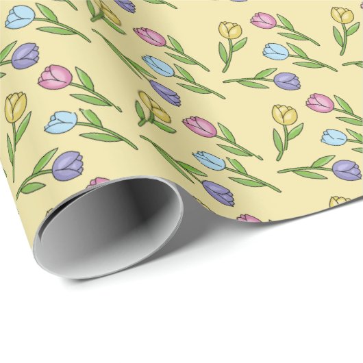 Random Spring Flowers Tulps Easter Cadeaupapier (Rol Hoek)