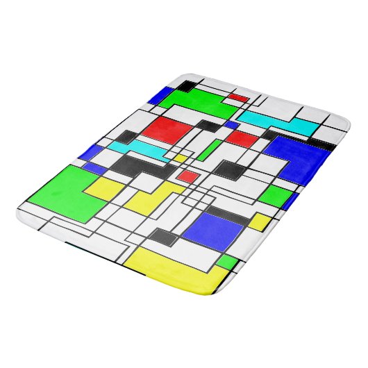 Random Squares Homage to Mondrian Badmat (Gekanteld)