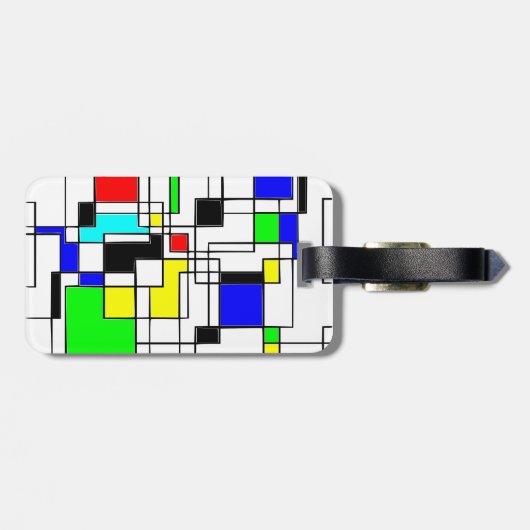 Random Squares Homage to Mondrian Bagagelabel (Achterkant horizontaal)