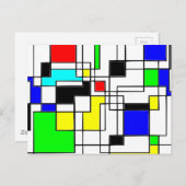 Random Squares Homage to Mondrian Briefkaart (Voorkant / Achterkant)