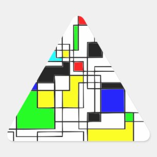 Random Squares Homage to Mondrian Driehoek Sticker
