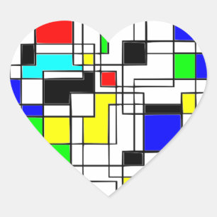 Random Squares Homage to Mondrian Hart Sticker