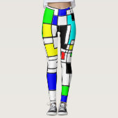 Random Squares Homage to Mondrian Leggings (Voorkant)