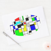 Random Squares Homage to Mondrian Ovale Sticker (Envelop)