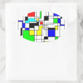 Random Squares Homage to Mondrian Ovale Sticker (Tas)