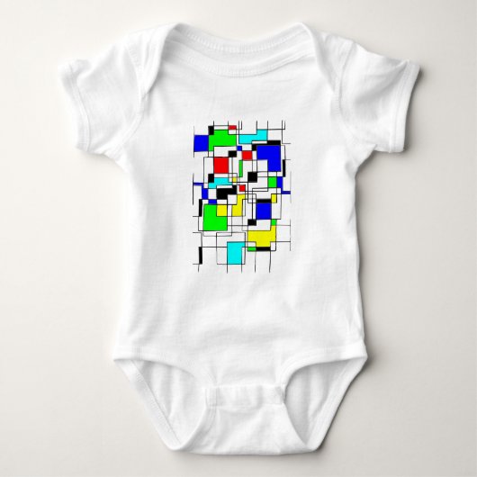 Random Squares Homage to Mondrian Romper (Voorkant)