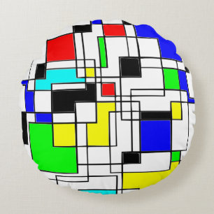 Random Squares Homage to Mondrian Rond Kussen