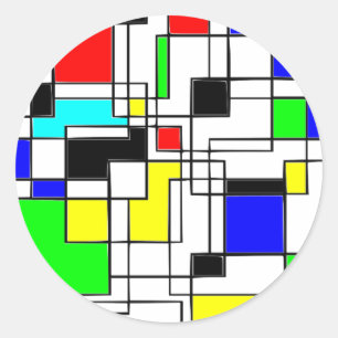 Random Squares Homage to Mondrian Ronde Sticker