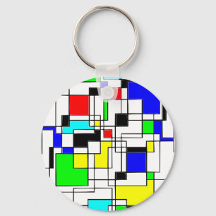 Random Squares Homage to Mondrian Sleutelhanger
