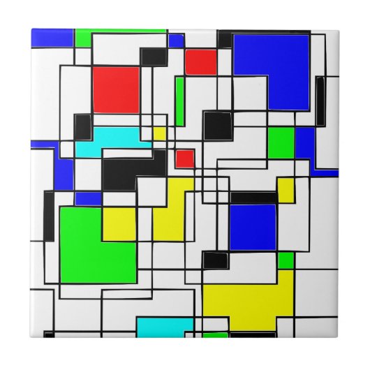 Random Squares Homage to Mondrian Tegeltje (Voorkant)