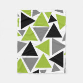 Random Triangles Lime Green Grey Black op White Fleece Deken (Voorkant)