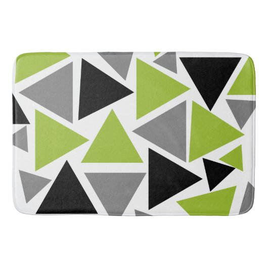 Random Triangles Lime Green Grey Black White Badmat (Voorkant)