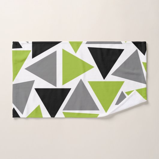 Random Triangles Lime Green Grey Black White Handdoek (Handdoek)