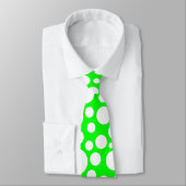 Random White Polka Dot Pattern on Neon Green Strop Stropdas (Gebonden)