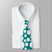 Random White Polka Dot Pattern op Blauwgroen Strop Stropdas (Gebonden)