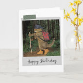 Randonnée Chat Funny Carte d'anniversaire (Fleur jaune)