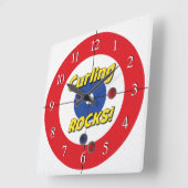 "RANDONNÉES DE Curling !" Horloge du curleur - (ro (Angle)