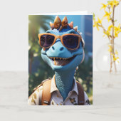 Randonneur de dinosaures bleus | Carte (Fleur jaune)