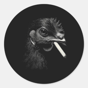 Randstedelijke boerderijkip rokend icoon urn stijl ronde sticker
