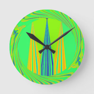 Randstedig Neon Geometrisch Ontwerp Ronde Klok