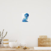 Randstedige blauwe BLUE ICE WAVE print (Keuken)
